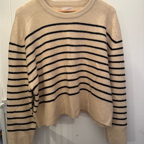 Universal Thread Sweaters - Universal Thread Beige and Black Striped crop Sweater